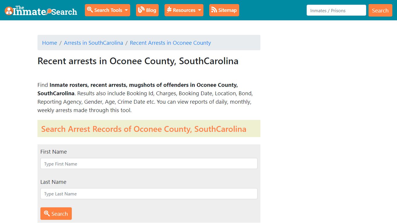 Recent arrests in Oconee County, SouthCarolina